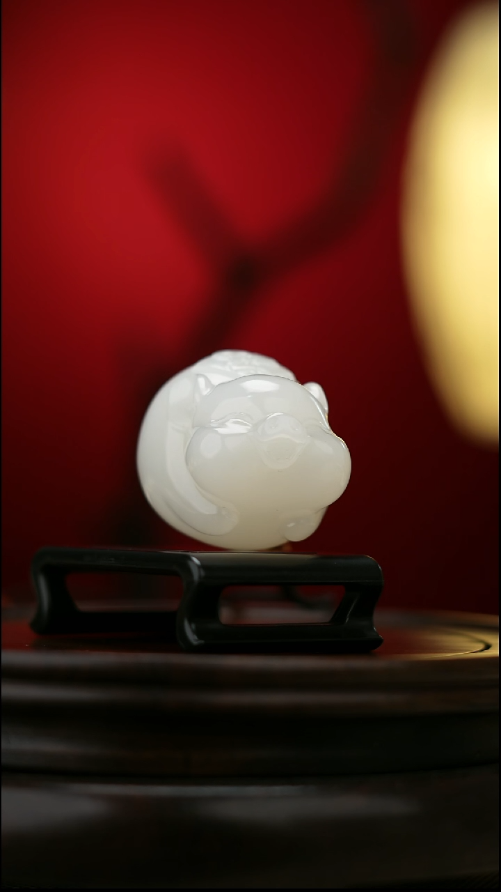 玉【吉祥福猪】天然玉石手把件