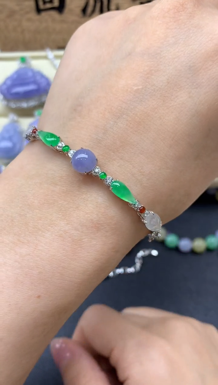 【闪购商品】翡翠手镯18K金镶嵌452-中国好珍宝