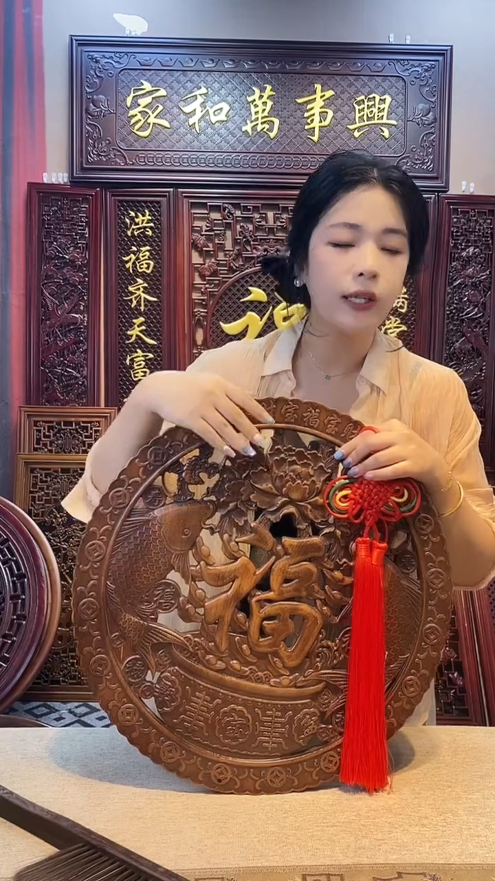 香樟木木雕款48公分招财进宝  仿古色