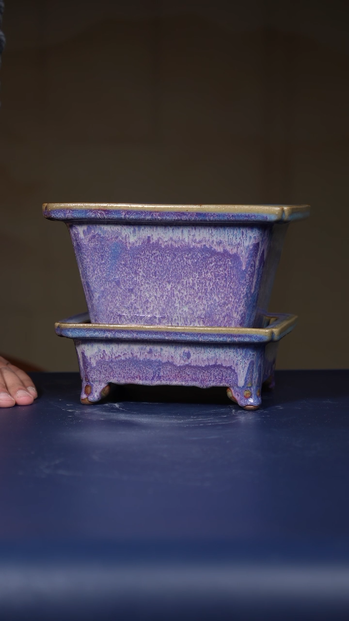 【闪购商品】摆件钧瓷宋钧四方式花盆