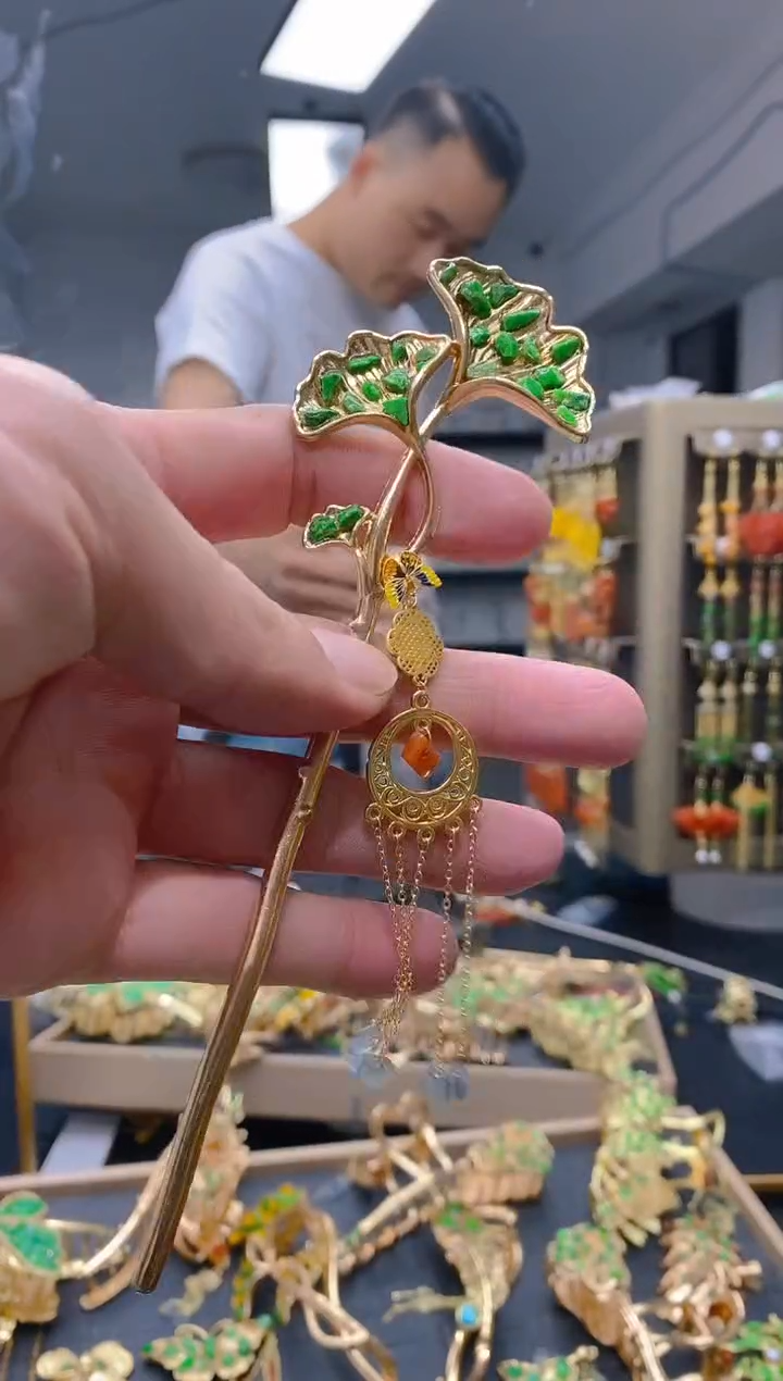 【闪购商品】翡翠耳饰合金0283翡翠发簪