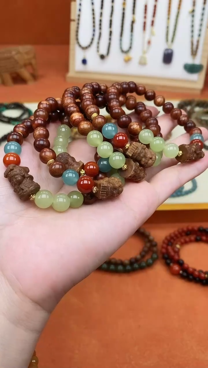 手串黄花梨/降香黄檀未镶嵌08海南黄花梨妈祖单圈手串