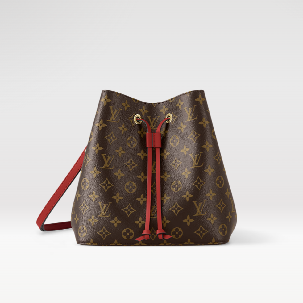 99新 LouisVuitton/路易威登 LV老花红色水桶单肩斜挎包芯片