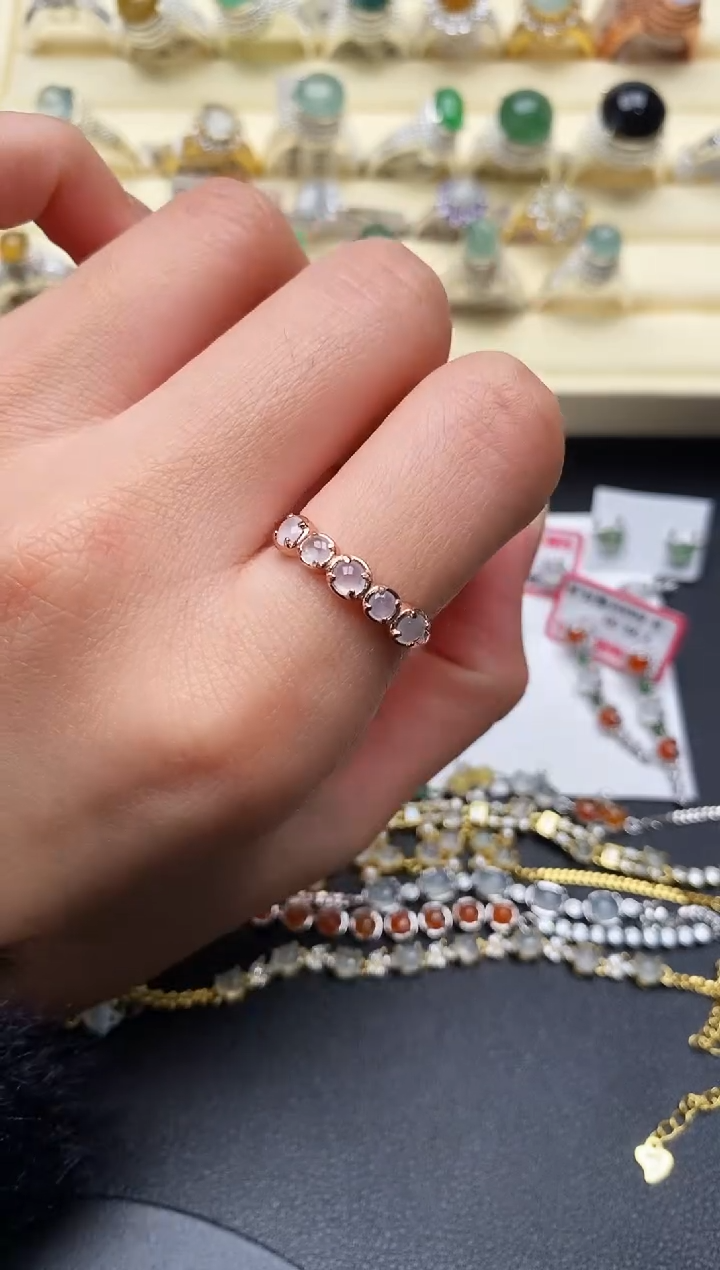 【闪购商品】翡翠戒指银S925镶嵌缅甸天然A货翡翠333  2-
