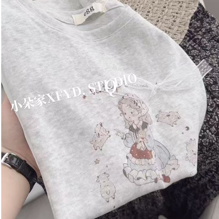 小朵家 ins穿搭 #A1030韩代英伦灰姑娘T” 韩国T 夏季女