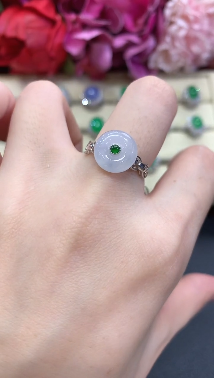 18K金镶嵌戒指翡翠秋日珠宝Q13 紫货有色差