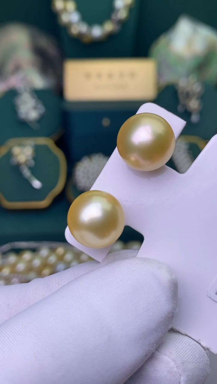 【闪购商品】海水珍珠耳饰18K金镶嵌13-14