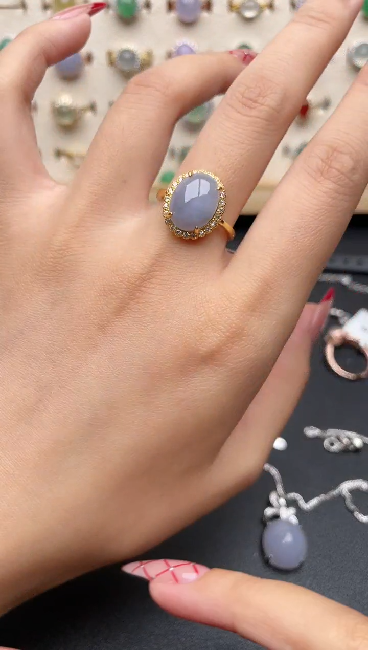 【闪购商品】翡翠戒指银S925镶嵌一物一证一礼盒