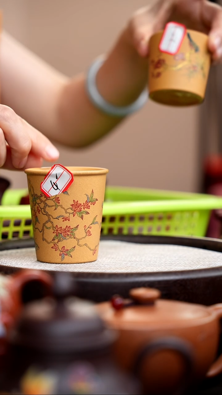 茶壶紫砂黄金段直筒杯蔷薇