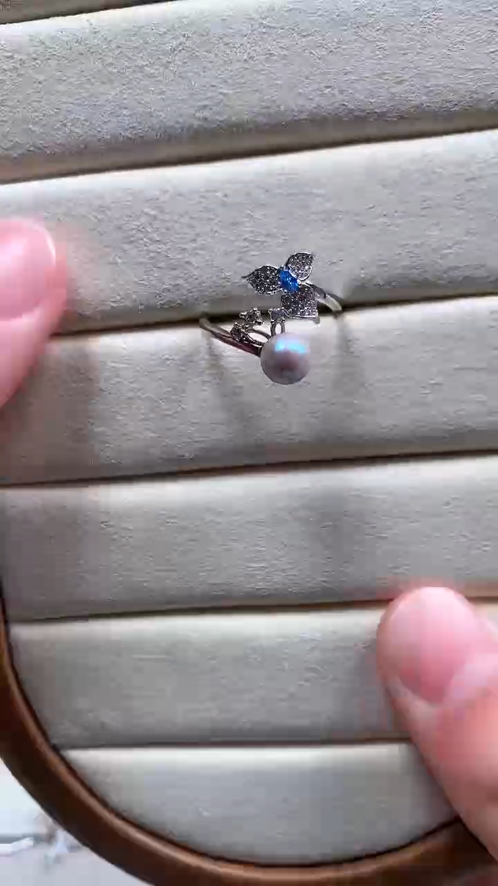 【闪购商品】海水珍珠戒指银S925镶嵌真多麻珍珠戒指