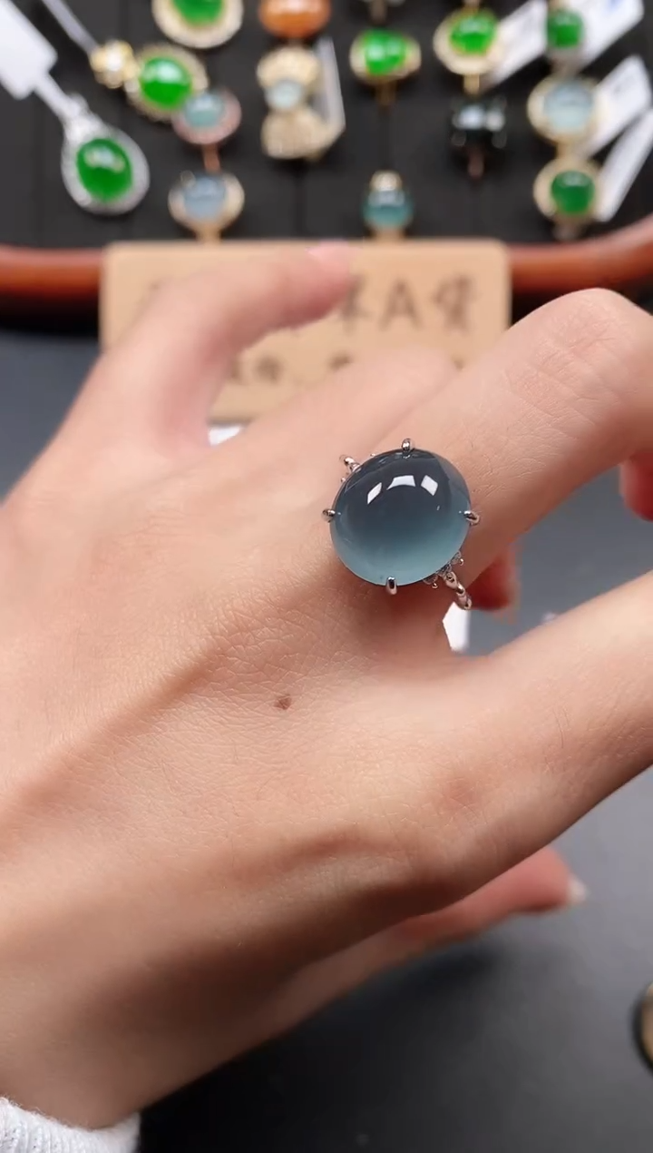 银S925镶嵌戒指翡翠11