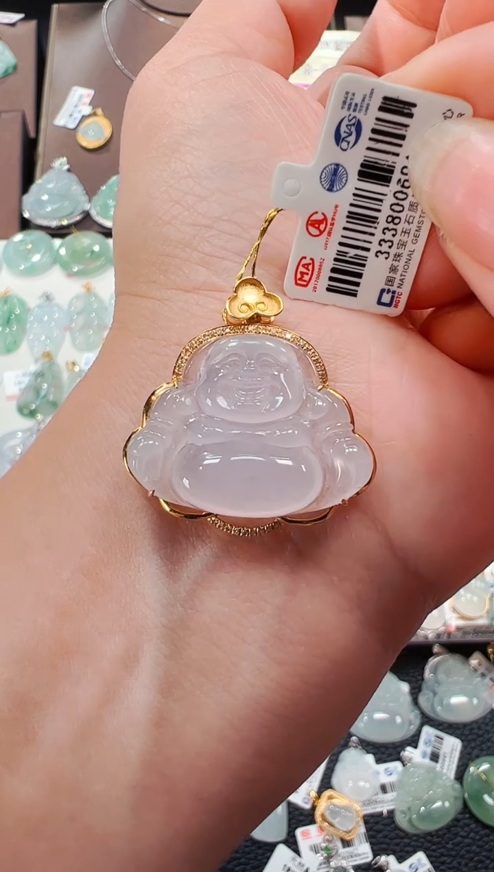 【闪购商品】翡翠吊坠(不含链)18K金镶嵌佛公吊坠69A