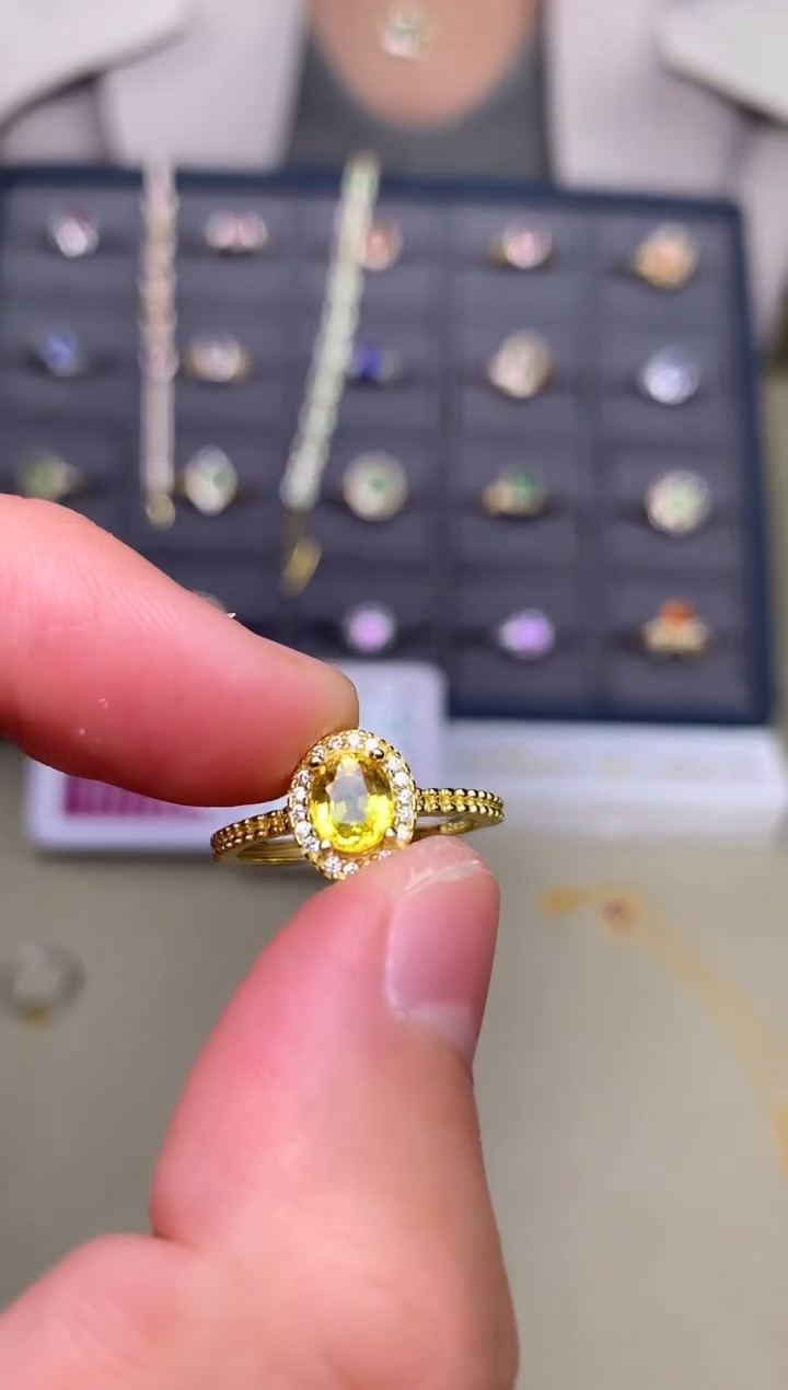 戒指蓝宝石银S925镶嵌戒指