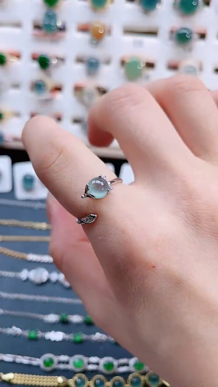 银S925镶嵌戒指翡翠天然翡翠