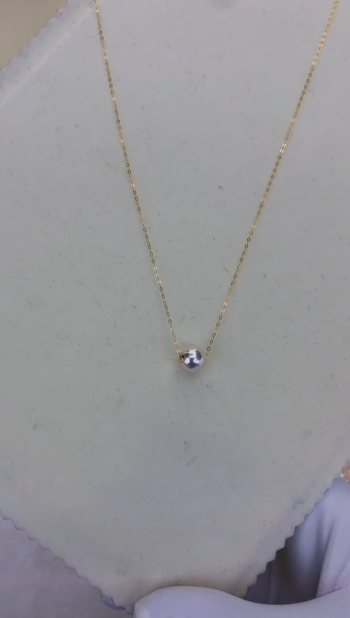 18K金镶嵌DA海水珍珠 GD007 8-9 路路通吊坠赠银链