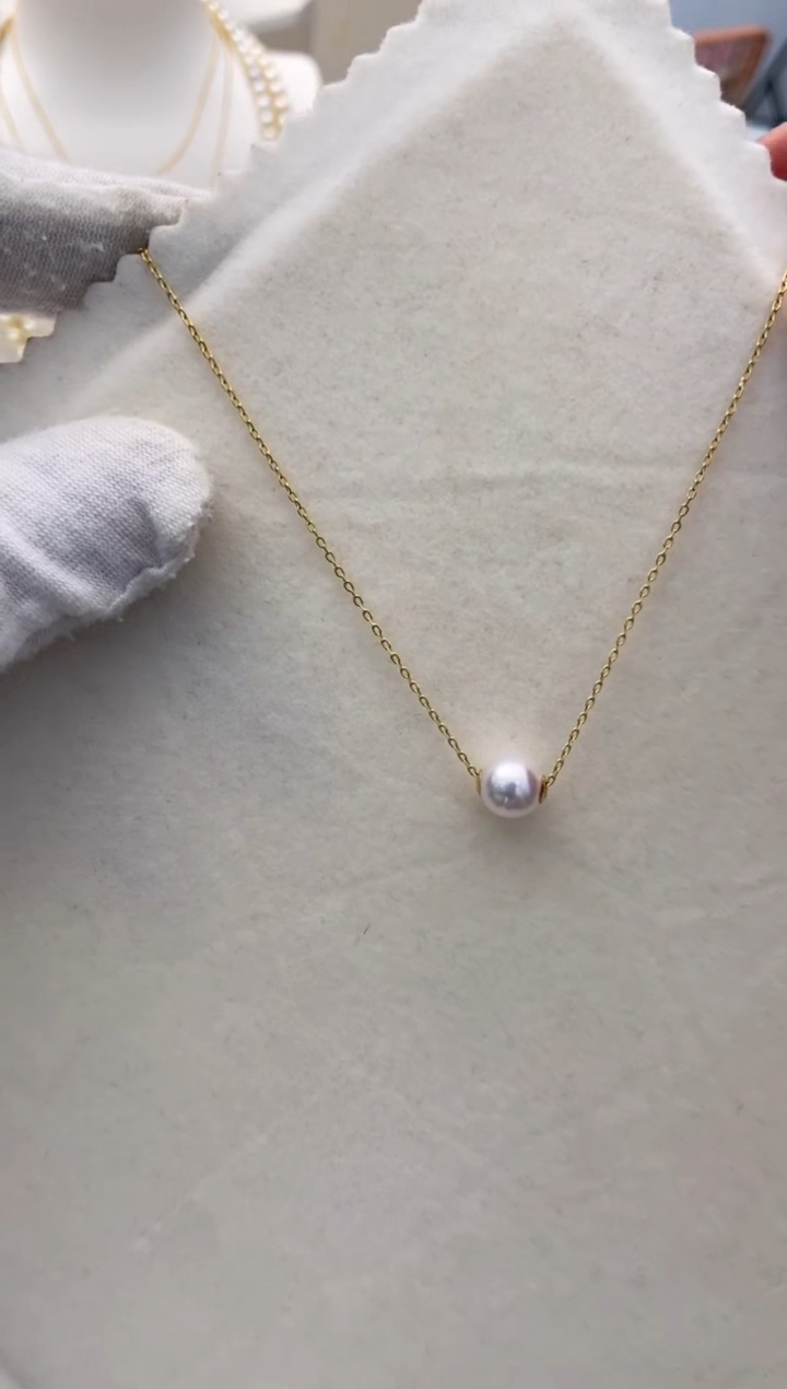 吊坠(赠链)18K金镶嵌海水珍珠路路通8.0-9.0mm