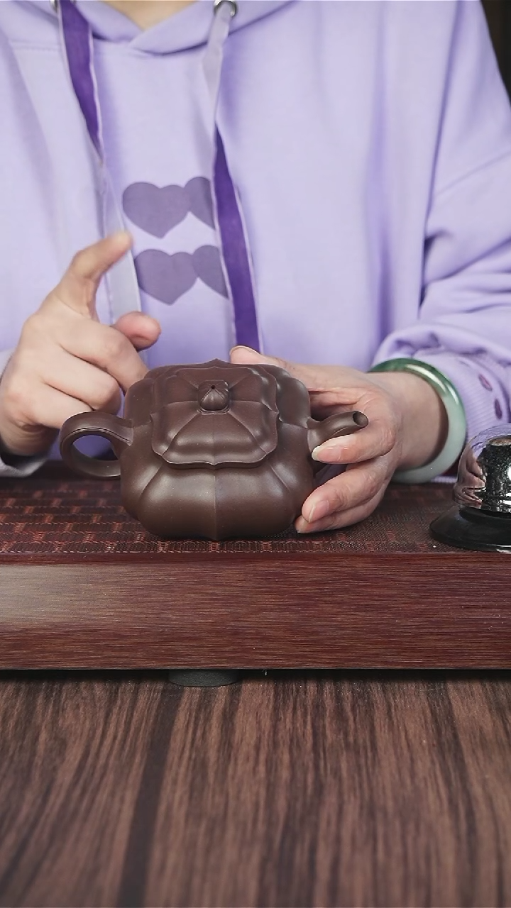 【闪购商品】紫砂茶壶筋纹 紫泥 四方传儒