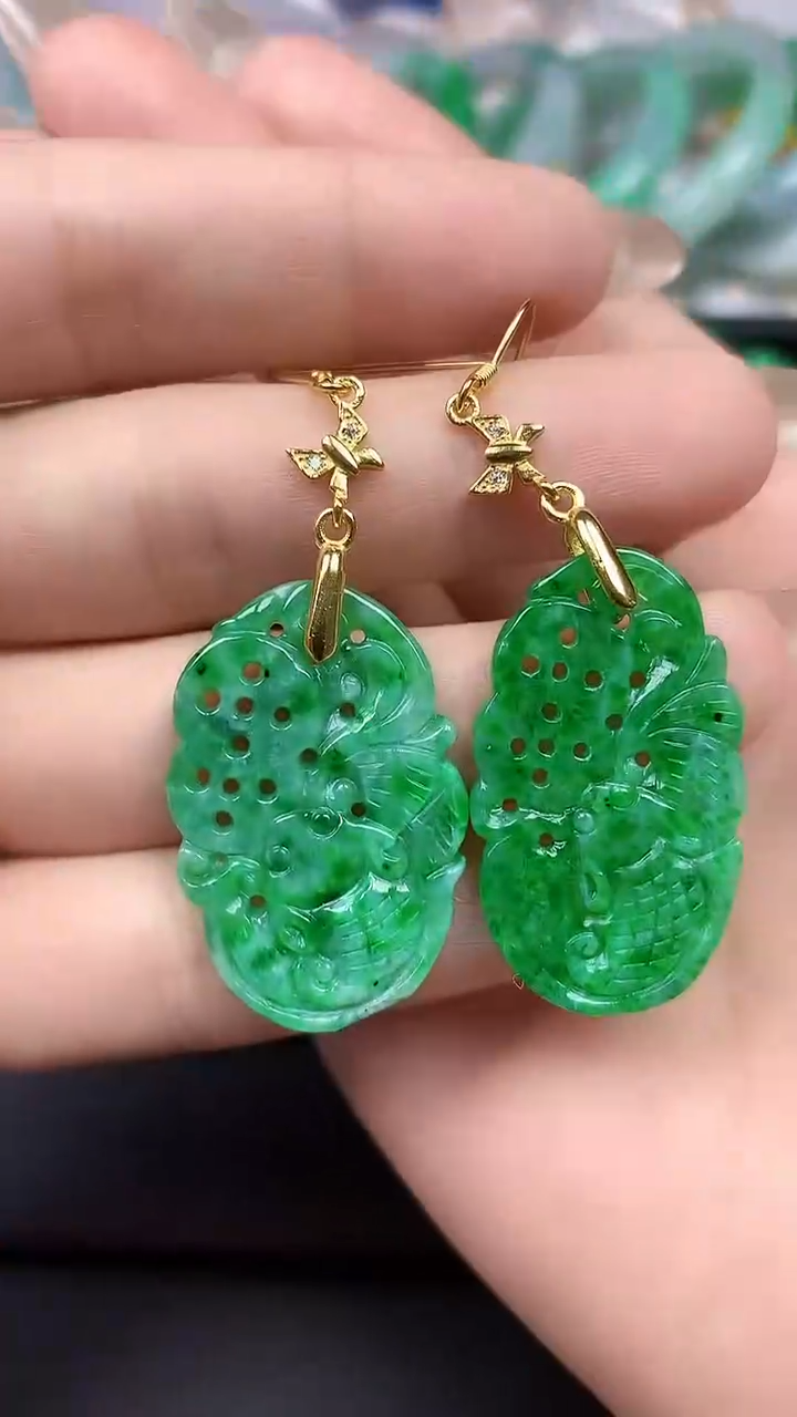 【闪购商品】翡翠耳饰银S925镶嵌耳饰