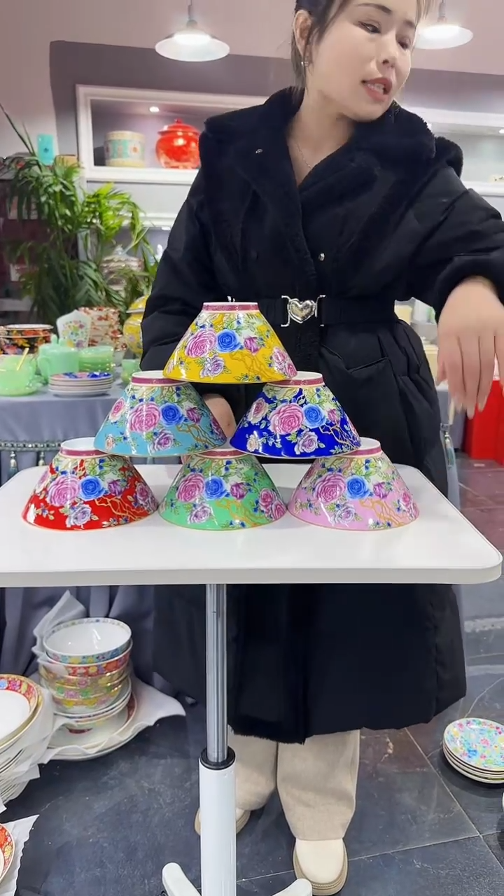 【闪购商品】瓷片 斗笠碗6英寸面碗混色6个