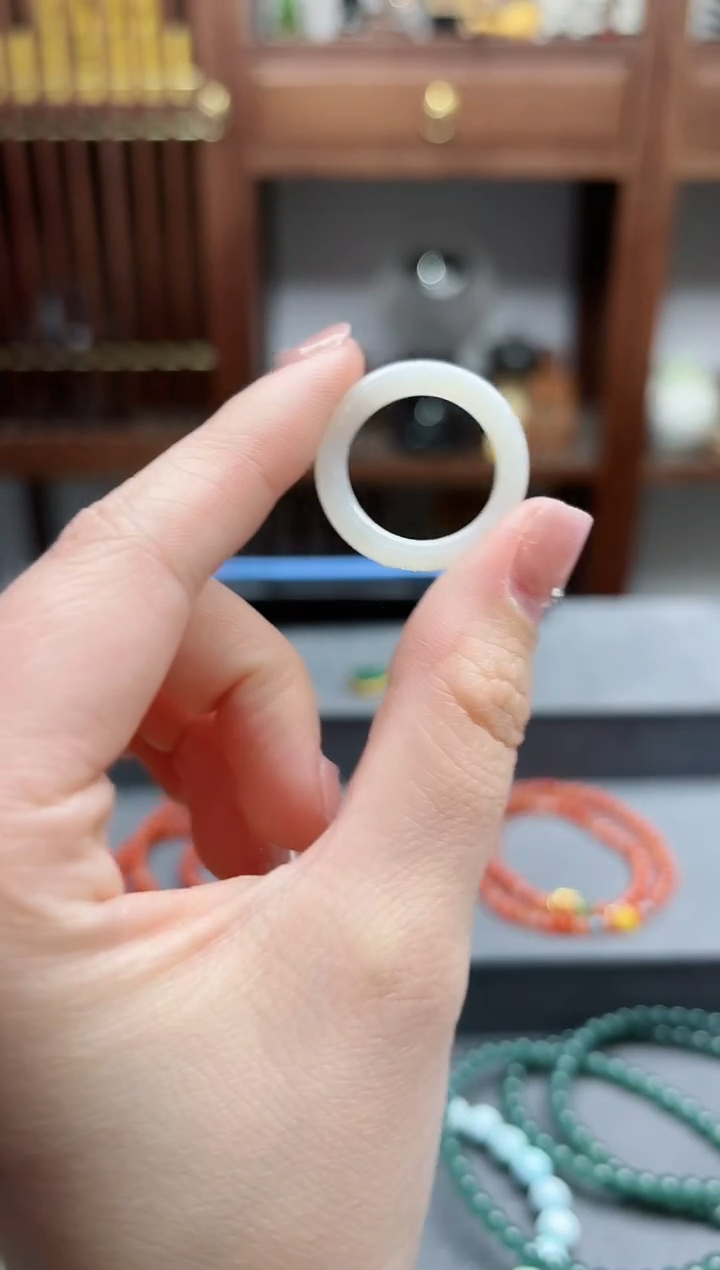 【闪购商品】和田玉指环未镶嵌白玉指环17-18号 BDD