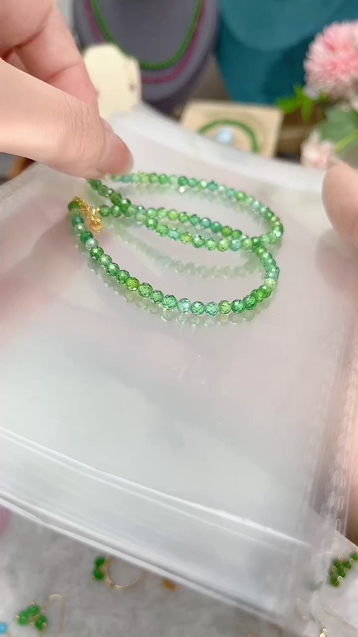 【闪购商品】尖晶石手链银S925镶嵌绿色45