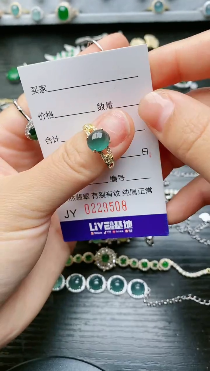 【闪购商品】翡翠戒指银S925镶嵌9508