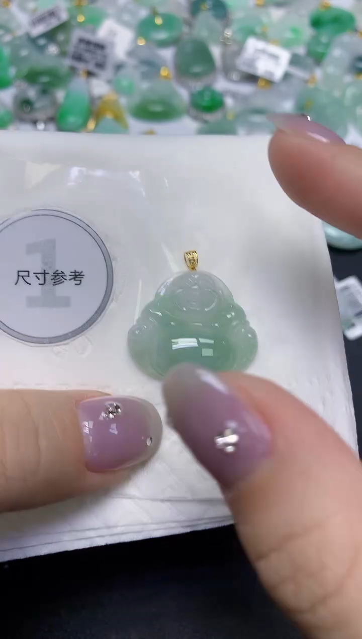 颈饰18K金镶嵌翡翠天然缅甸翡翠A货百元以上9元证书费自理