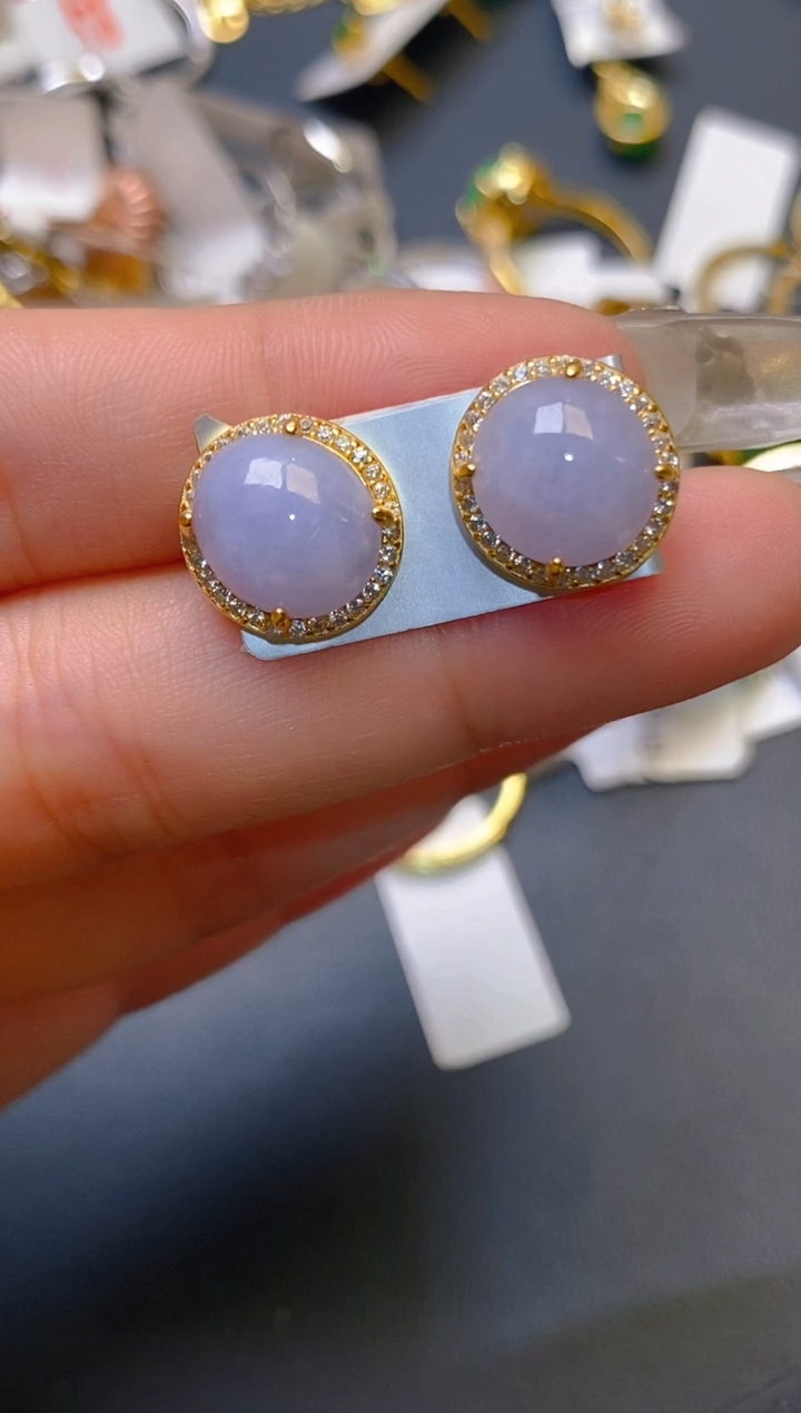 【闪购商品】翡翠耳饰银S925镶嵌天然A货翡翠1