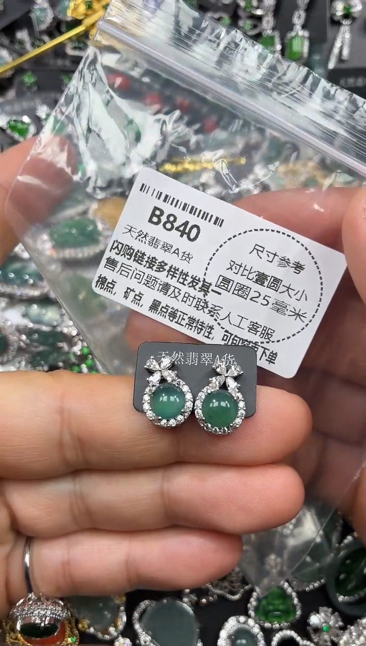 颈饰未镶嵌翡翠B840耳钉