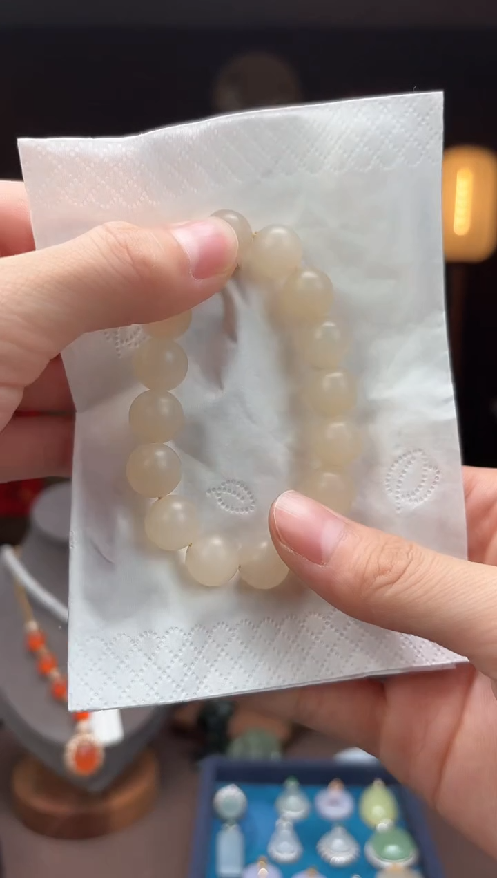 【闪购商品】和田玉【藕粉圆珠手串】未镶嵌-