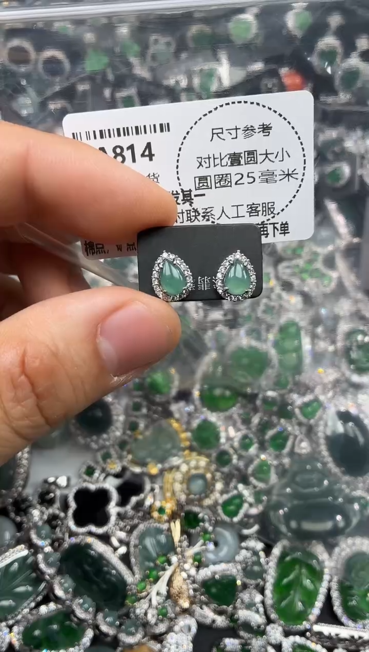 颈饰未镶嵌翡翠A814耳钉