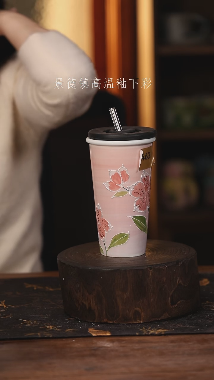 陶瓷 景德镇高温釉下手绘陶瓷@L463@