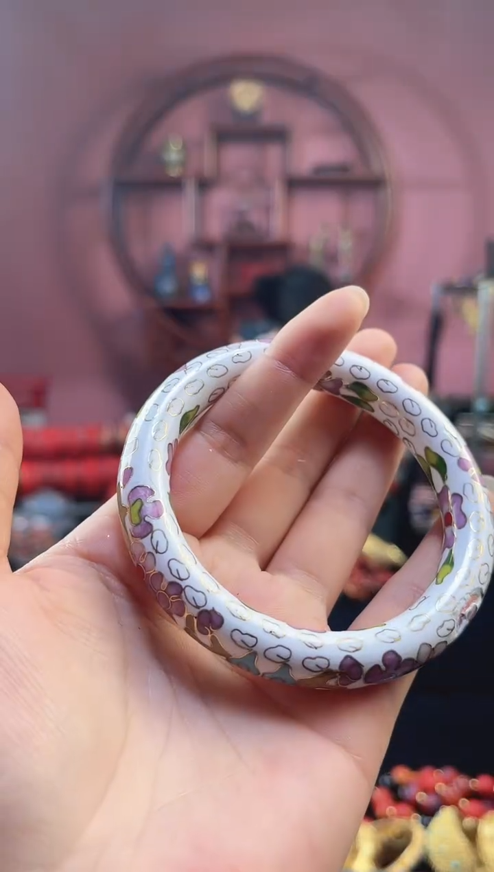 非遗 景泰蓝公主镯 56-60可戴/1.2粗版 白色