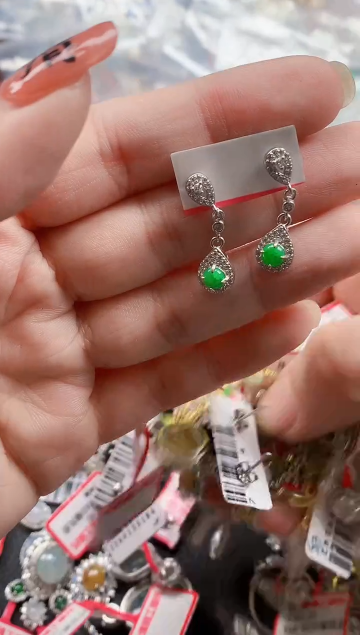 银S925镶嵌戒指翡翠天然A货缅甸翡翠