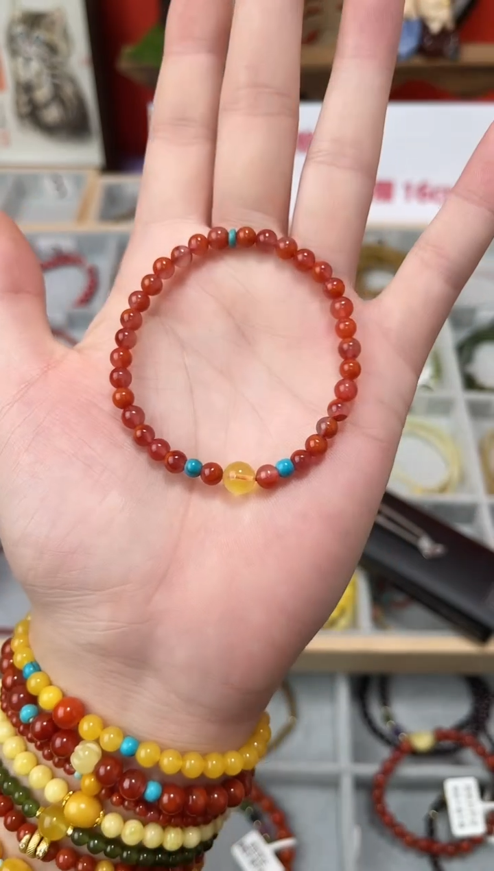 【闪购商品】南红玛瑙手串未镶嵌0.5南红单圈蜜蜡QF-A265