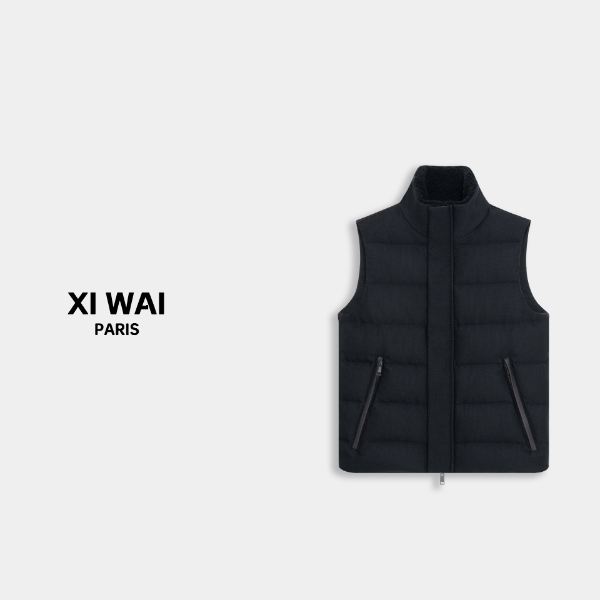 高定男装 冬季新款25s男士经典商务老钱保暖90%白鹅绒马甲 7512