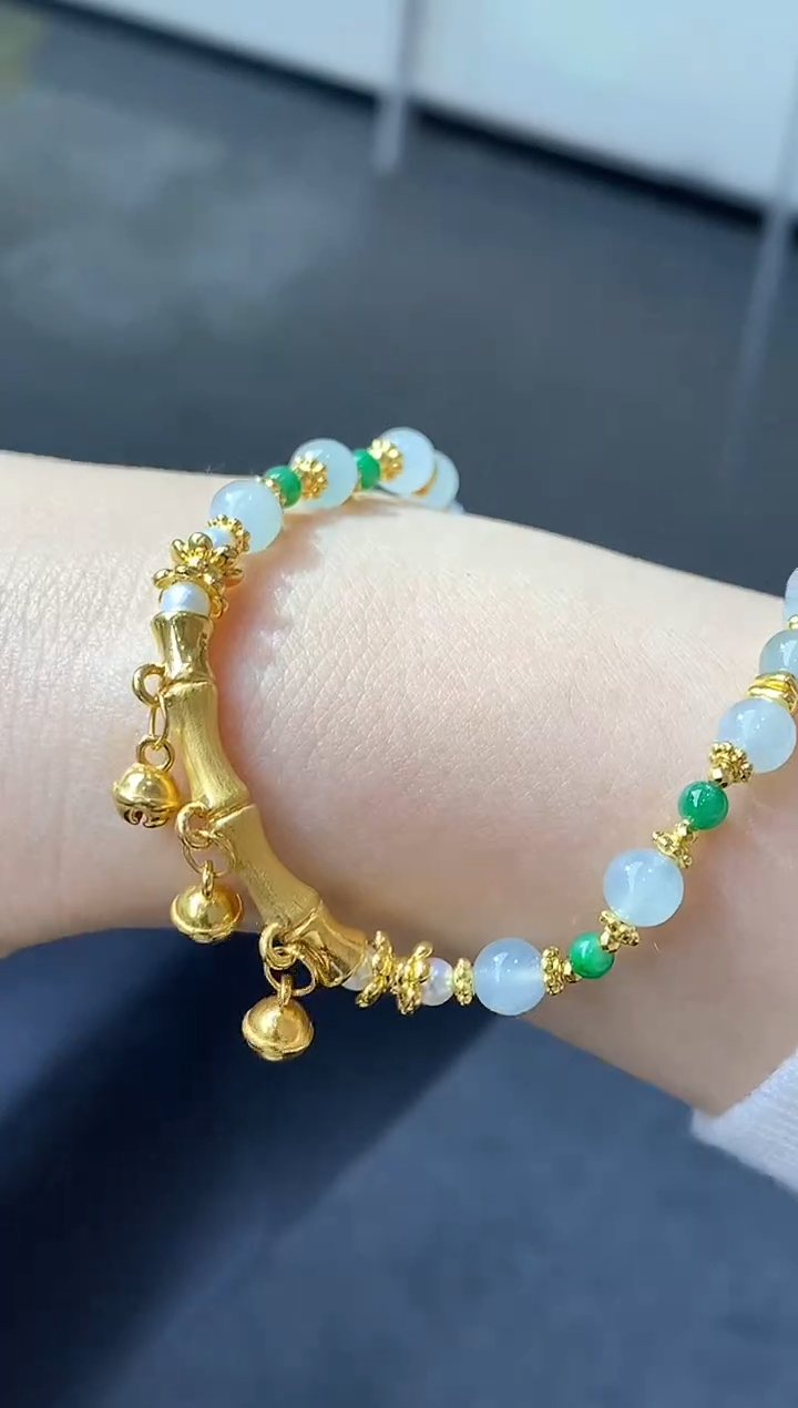 足金镶嵌手链翡翠536-中国好珍宝