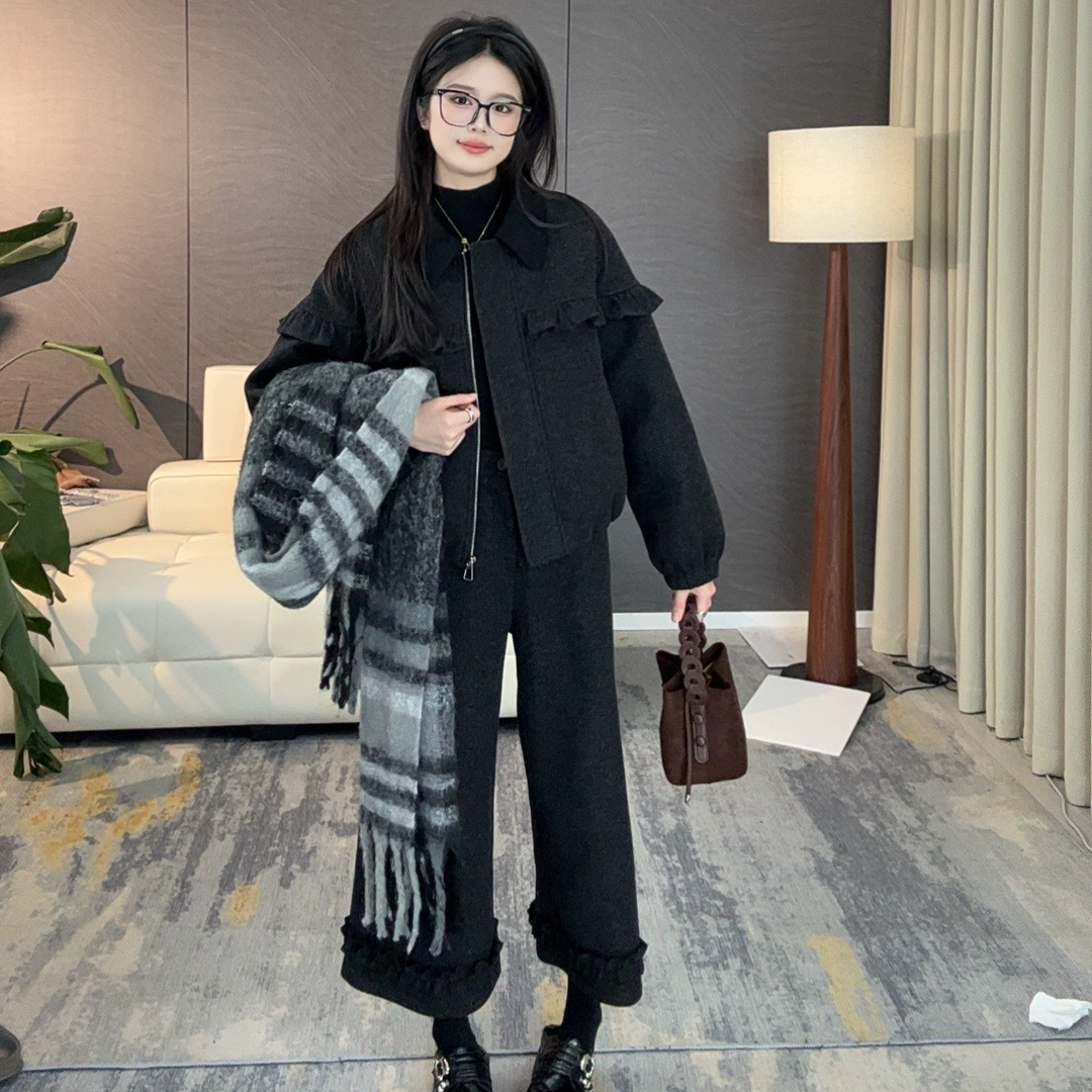【加棉上衣+加绒裤子】2025秋冬新款显瘦时尚气质百搭套装