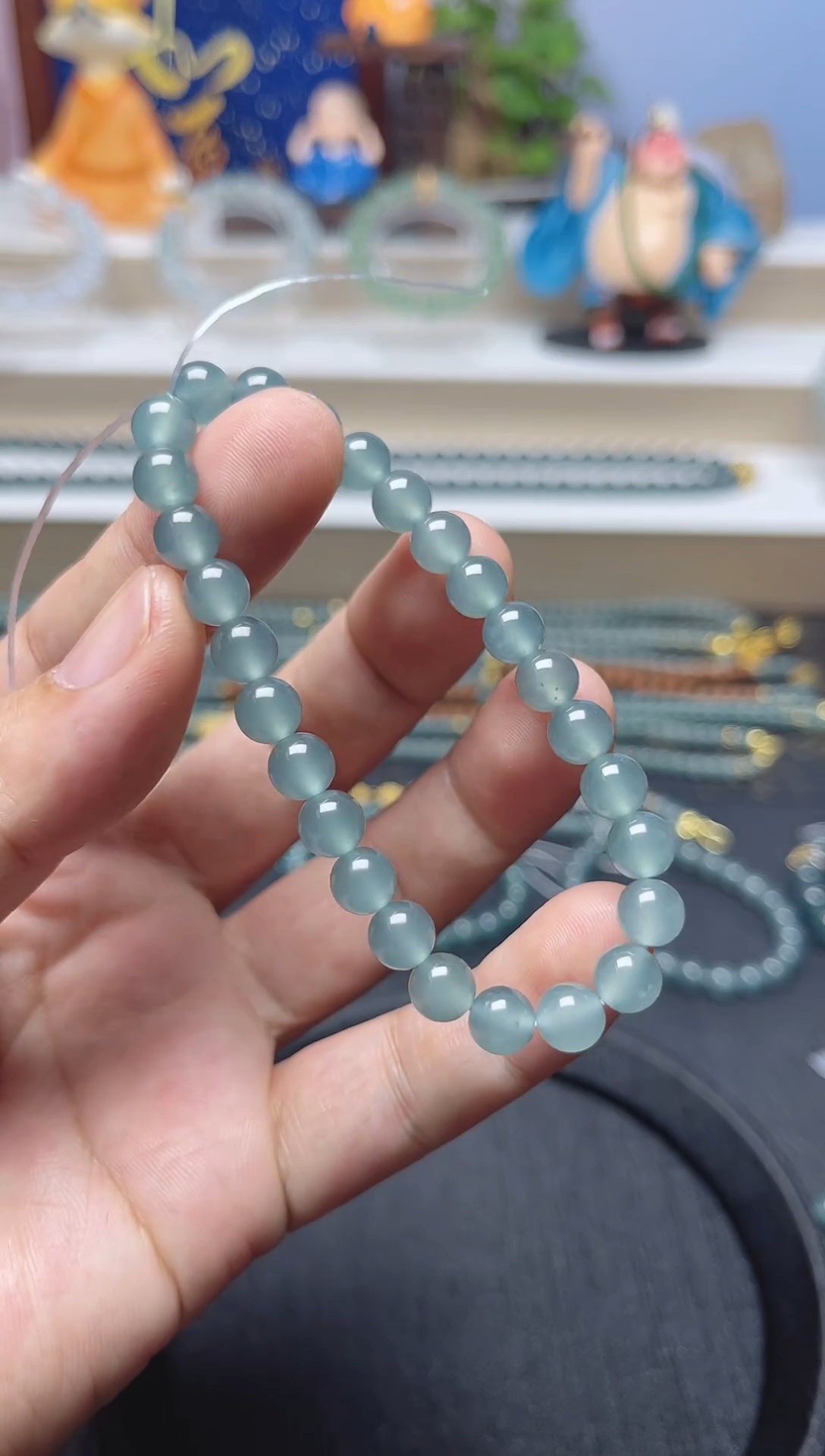 未镶嵌手串翡翠天然危地马拉翡翠A货手串卡7左右