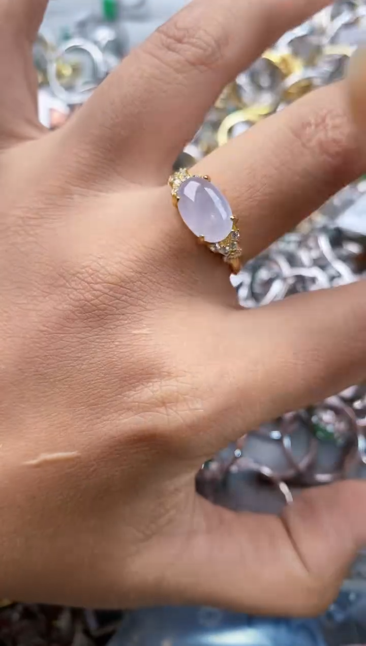 银S925镶嵌戒指翡翠666---2