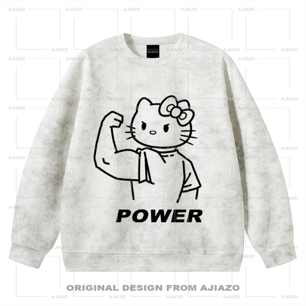 老狗十三【POWER凯蒂】扎染圆领卫衣 秋冬休闲上衣男女同款