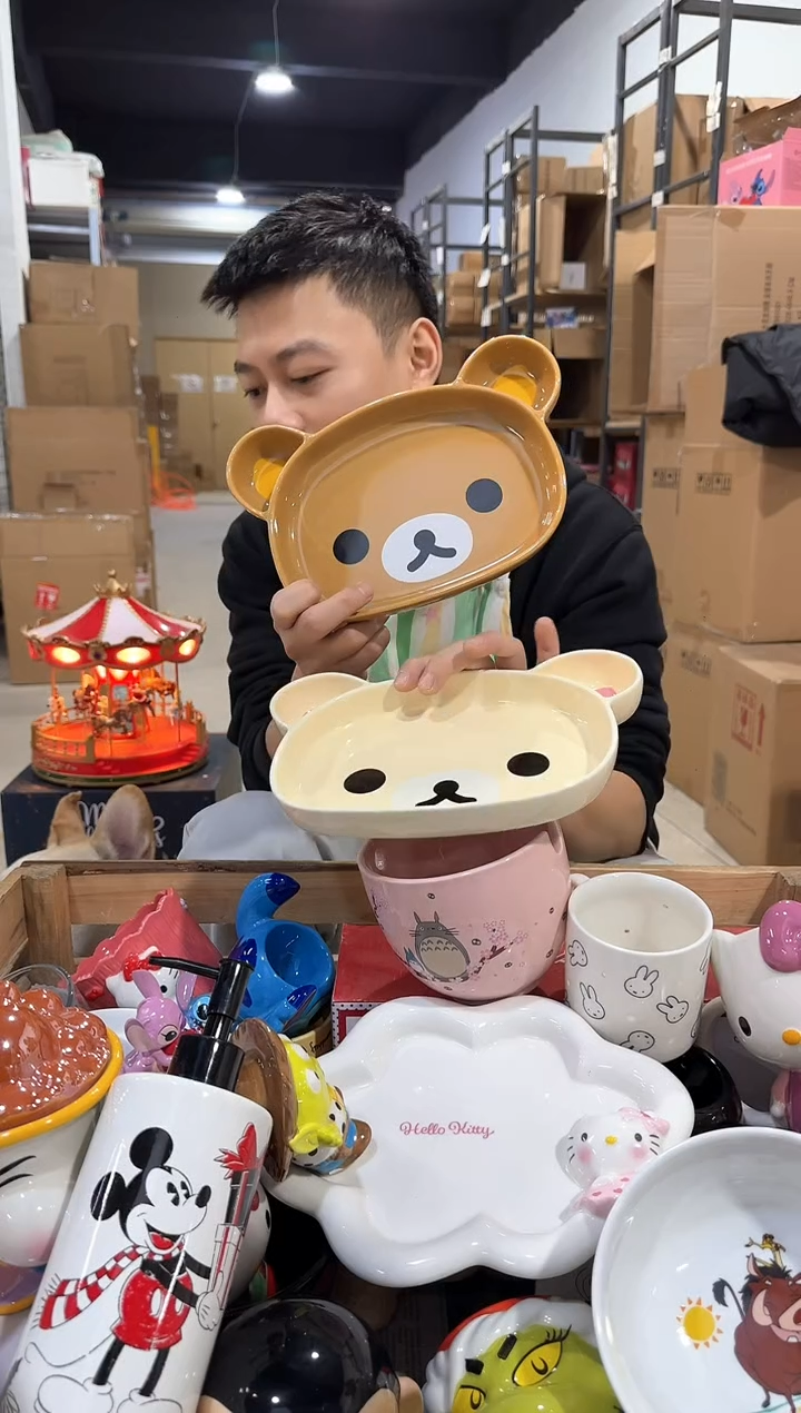 瓷片原盒轻松熊餐盘2件套