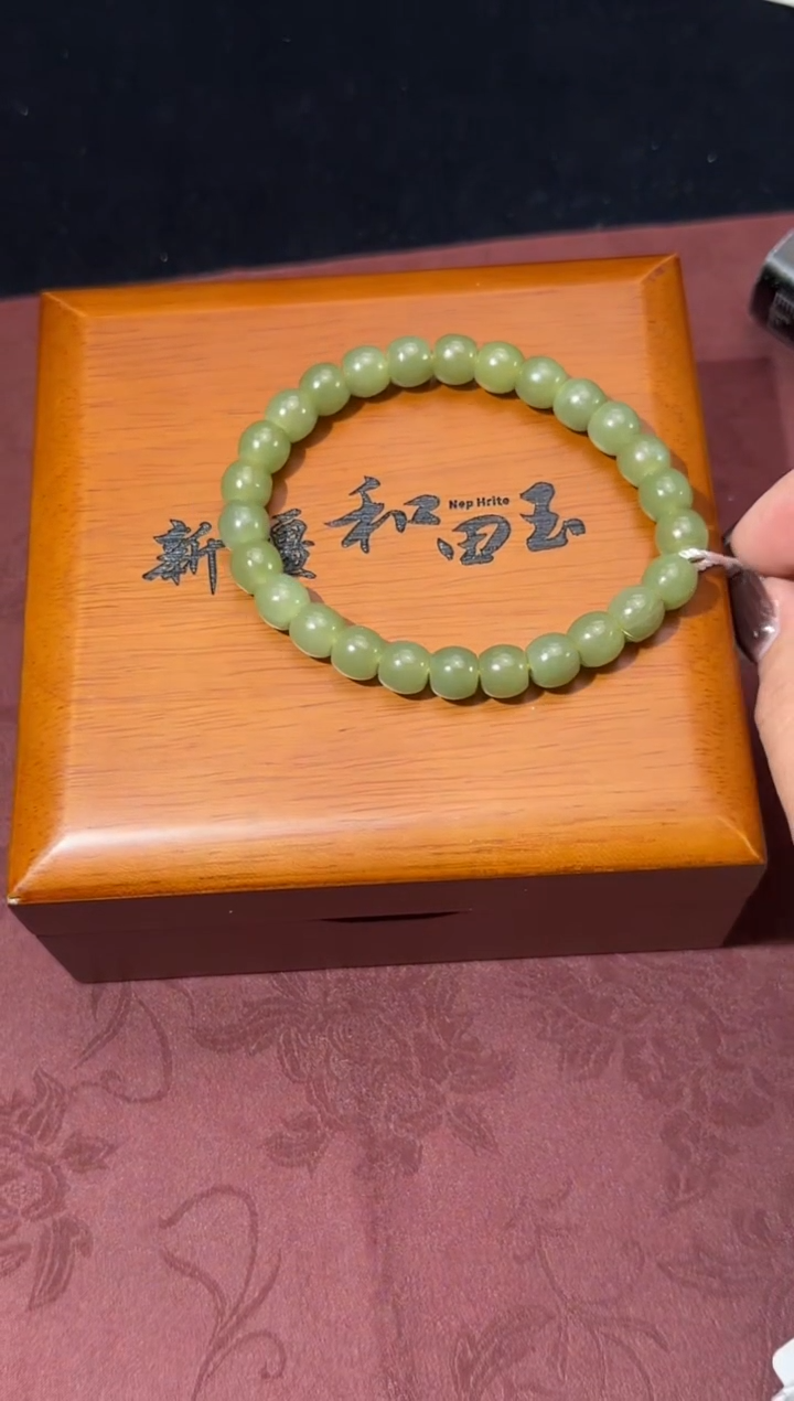 未镶嵌手串和田玉若羌青黄口微色差卡8直切手串