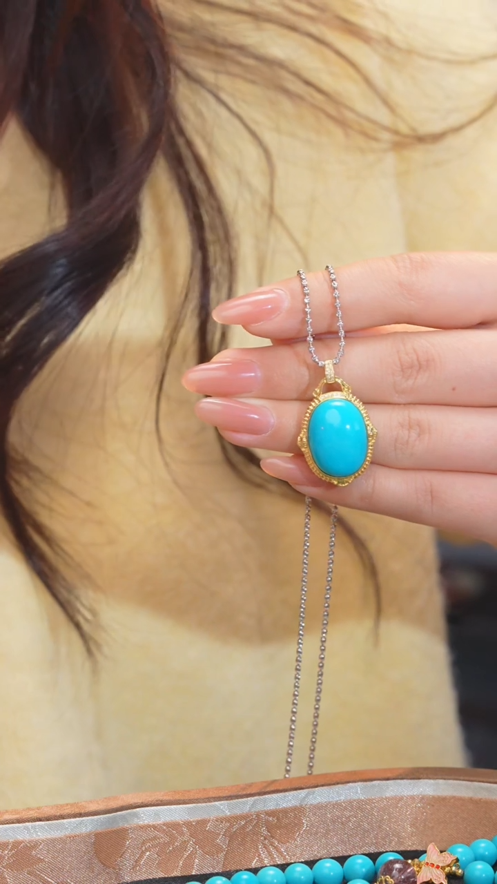 【闪购商品】绿松石吊坠不含链18K金镶嵌多样性发@@W7059