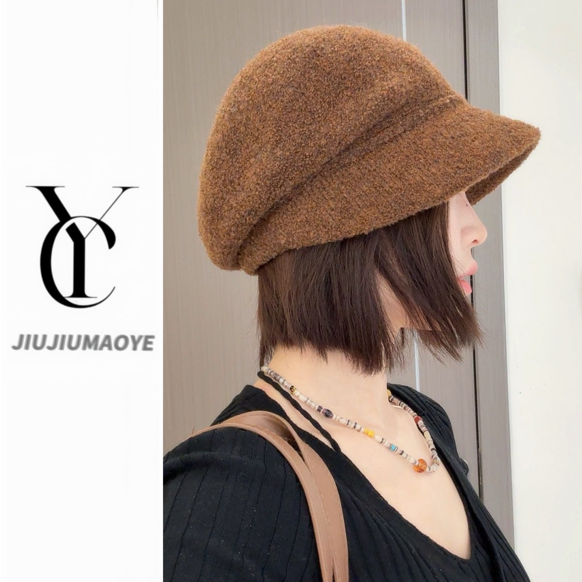 秋冬新款原创复古休闲贝雷帽子女方圆脸时尚画家帽宽檐显脸小圆顶