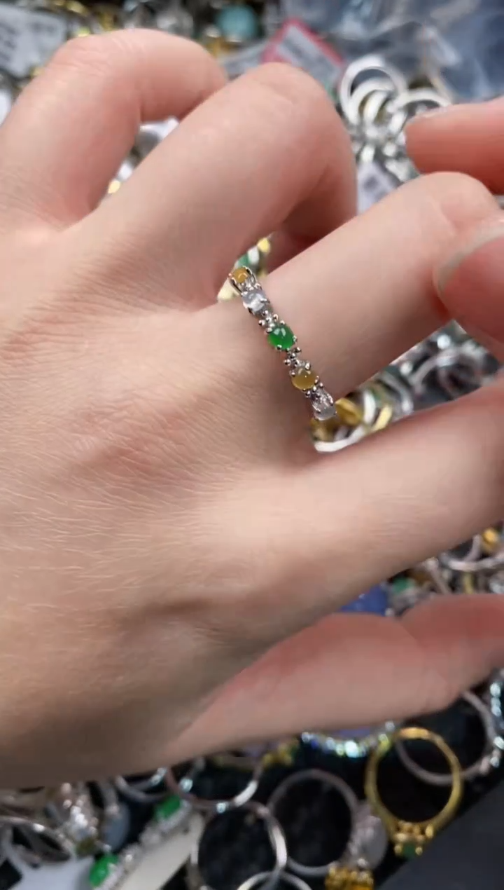 银S925镶嵌戒指翡翠999                   1