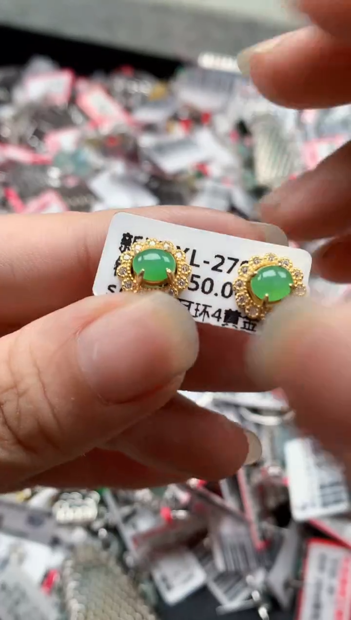 银S925镶嵌戒指翡翠天然A货缅甸翡翠
