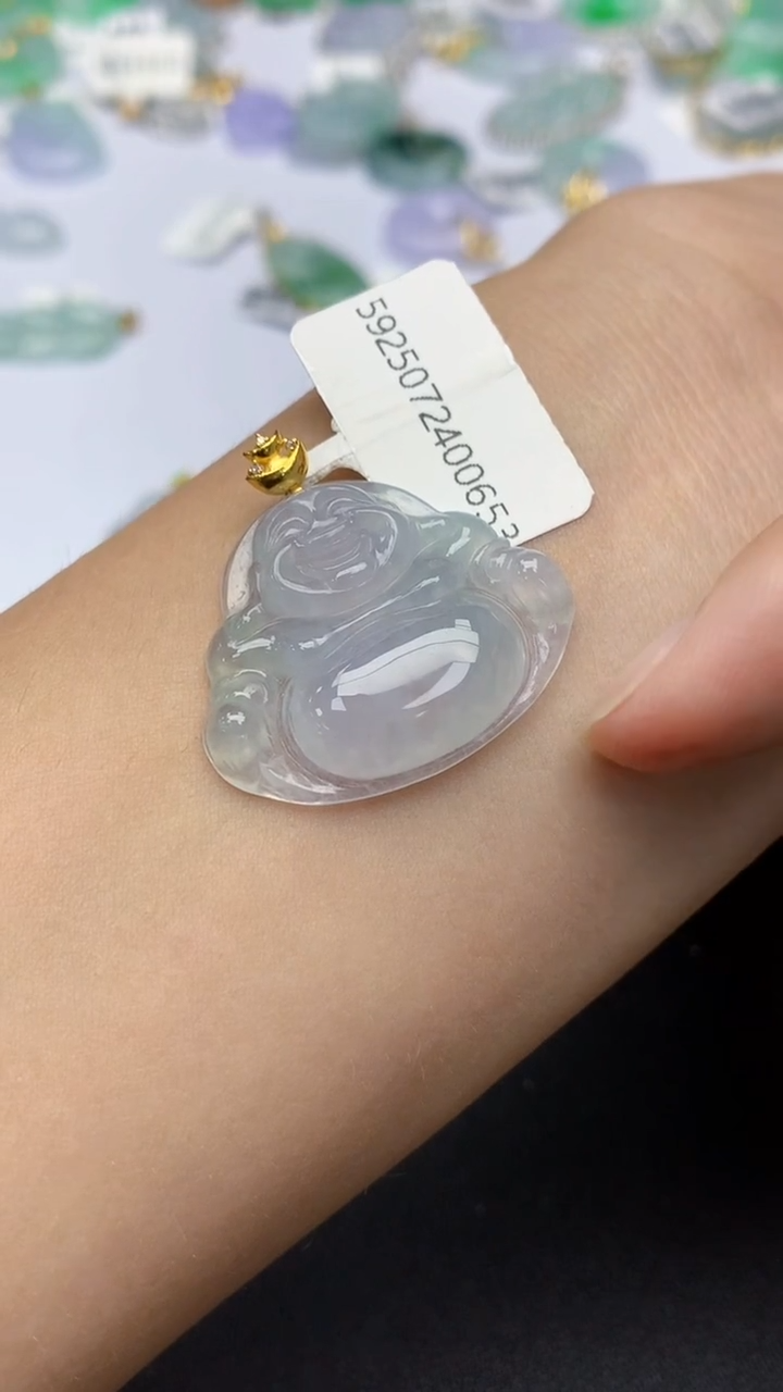 翡翠18K金镶嵌颈饰天然缅甸a货翡翠百元以上9元证书费自理