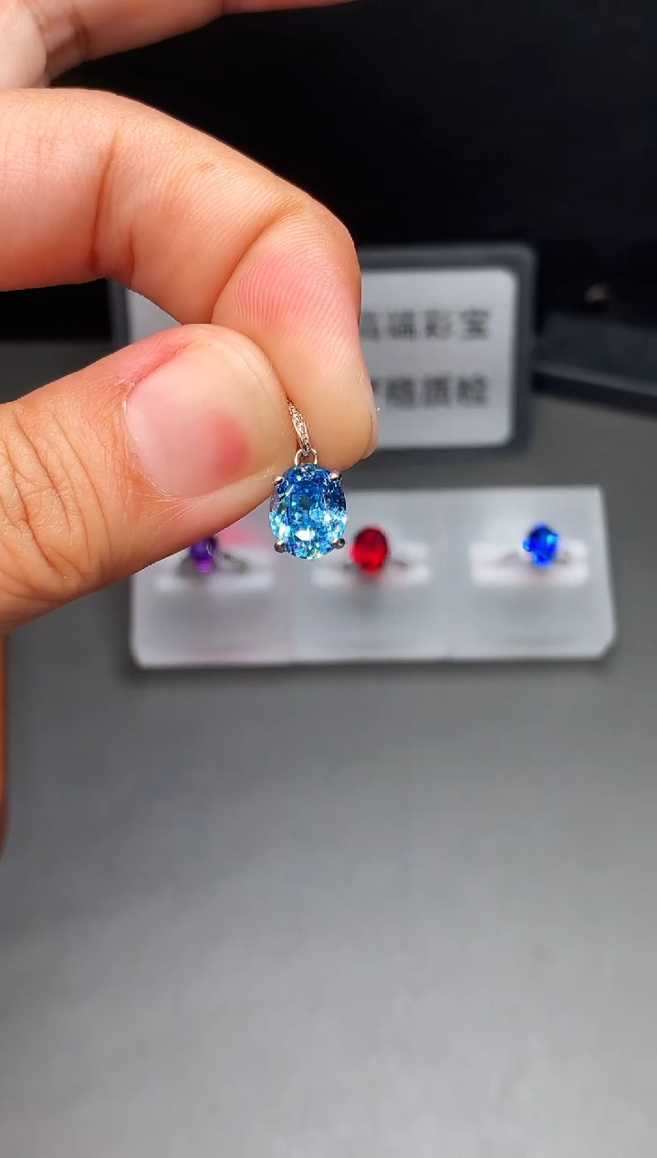 银S925镶嵌颈饰海蓝宝石111