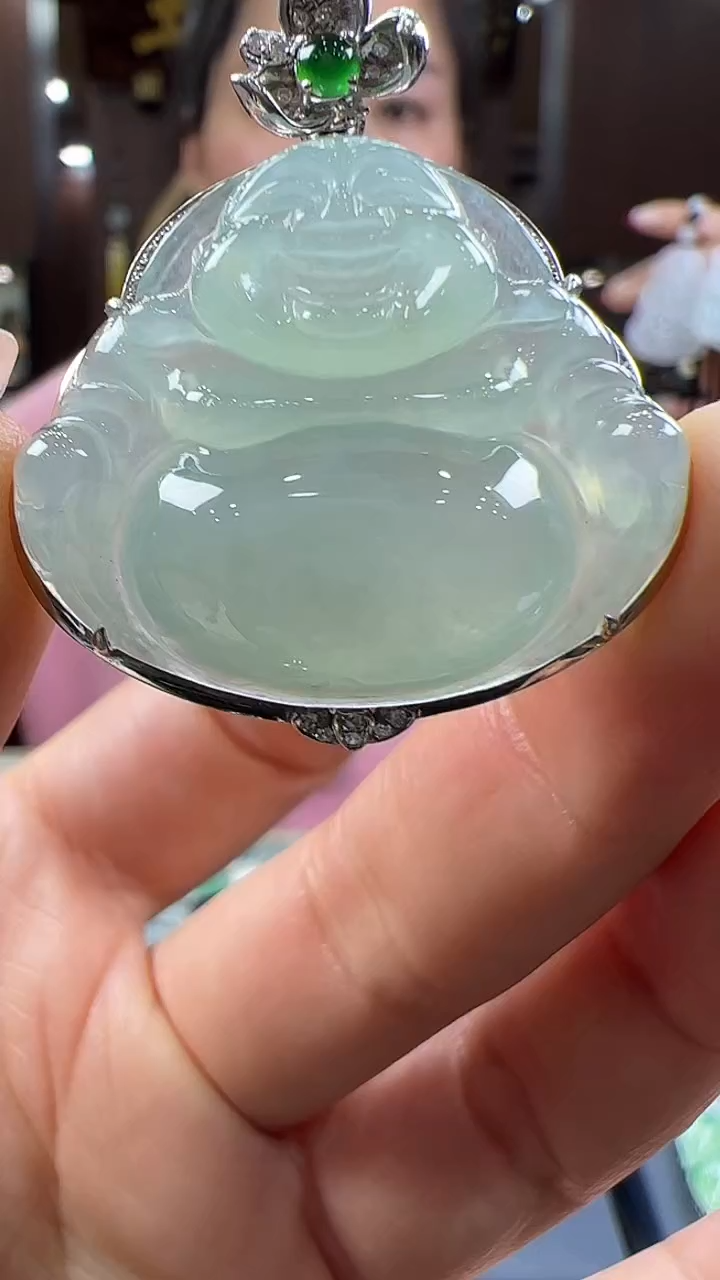 【闪购商品】翡翠挂件18K金镶嵌佛公 不含链